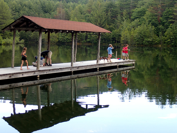 Pier on Lake Dense in Dupont Forest. 